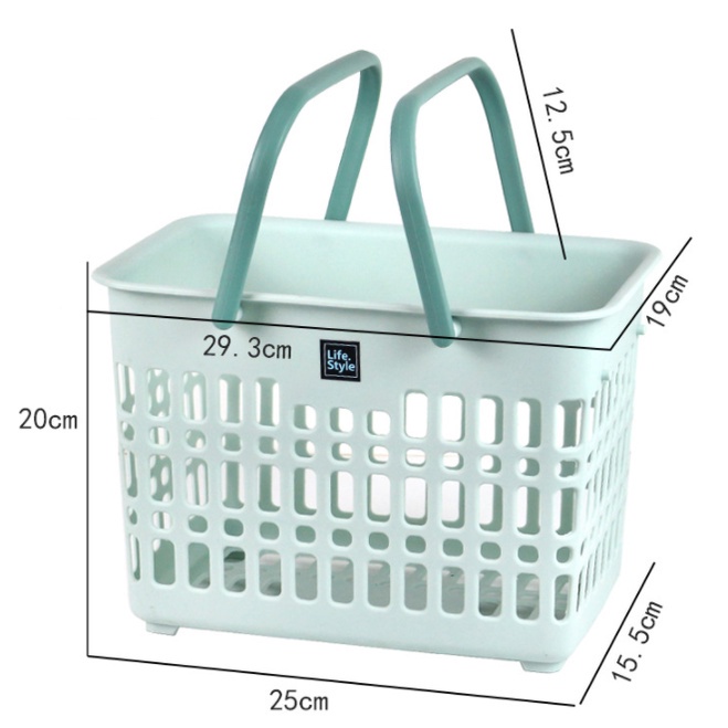 FYGALERY HL0348 Keranjang Plastik Serbaguna Dengan Pegangan Keranjang Penyimpanan Buah Sayur Tempat Sabun Mandi Box Storage Basket With Handles Multifungsi