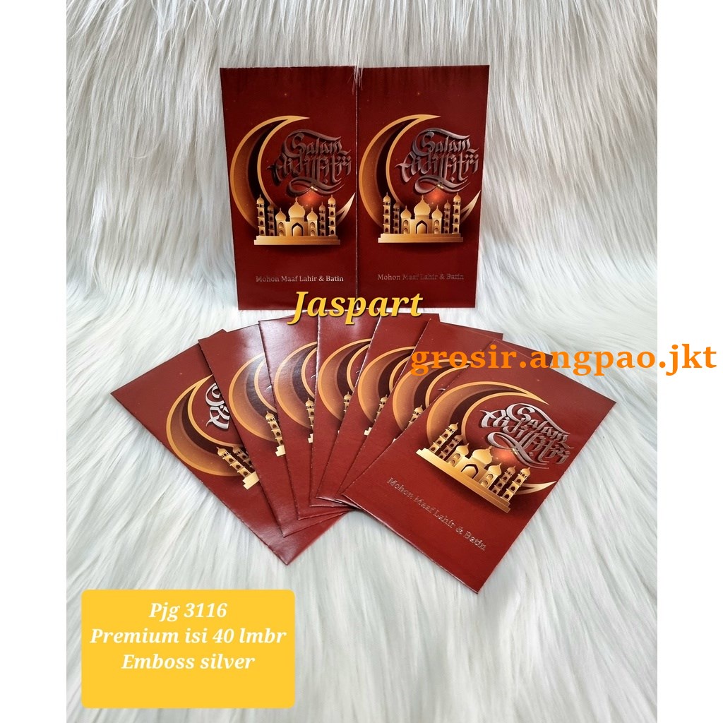 

ANGPAO AMPLOP LEBARAN IDUL FITRI PANJANG KEMASAN MIKA ISI 30 PREMIUM EMBOSS SILVER