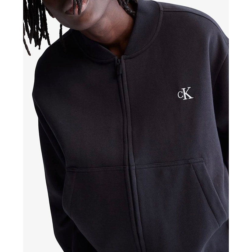 CK Relaxed Fit Archive Logo Fleece Bomber Jacket