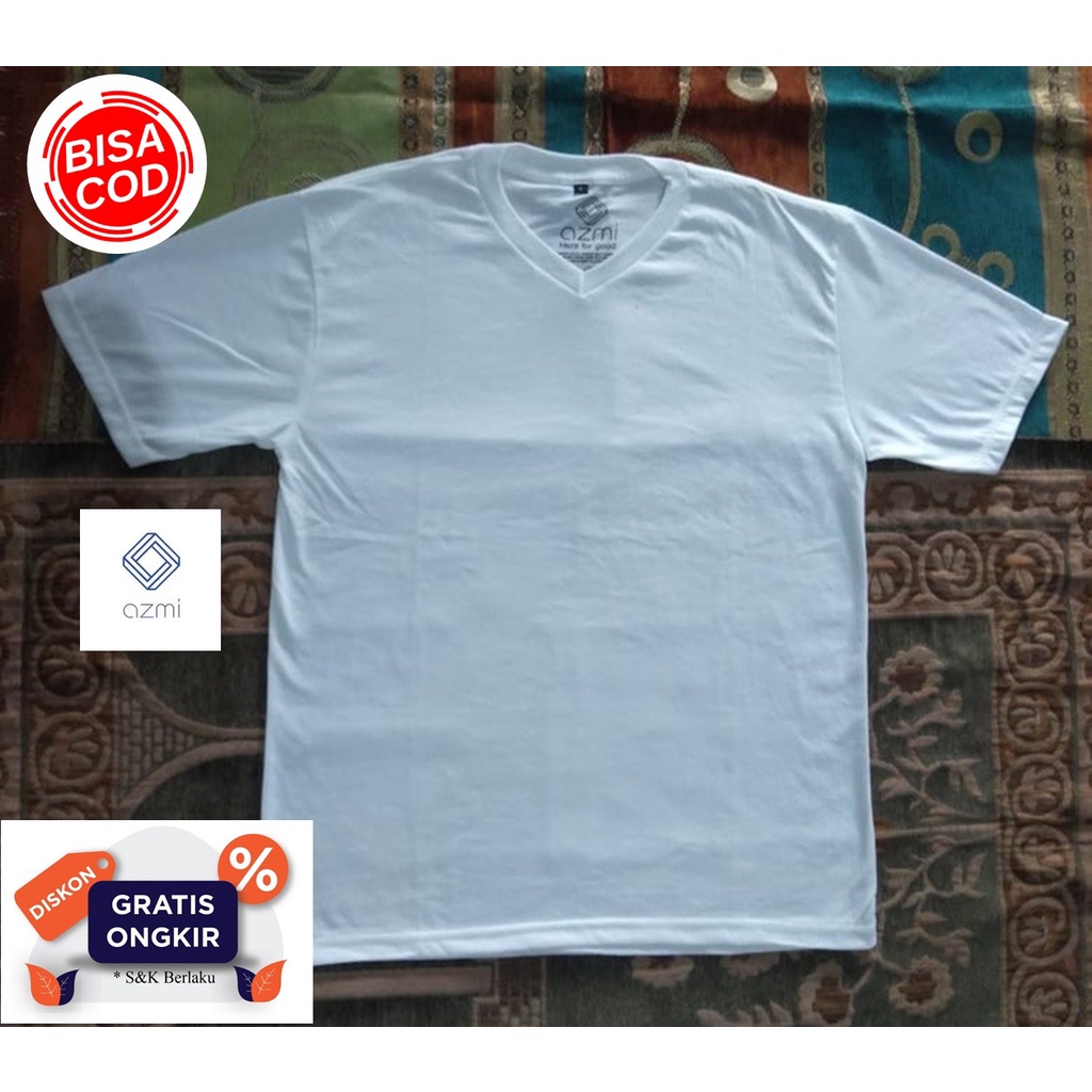 Kaos Polos VNECK Lengan Pendek COTTON COMBED 30S Putih Polos Termurah!!!