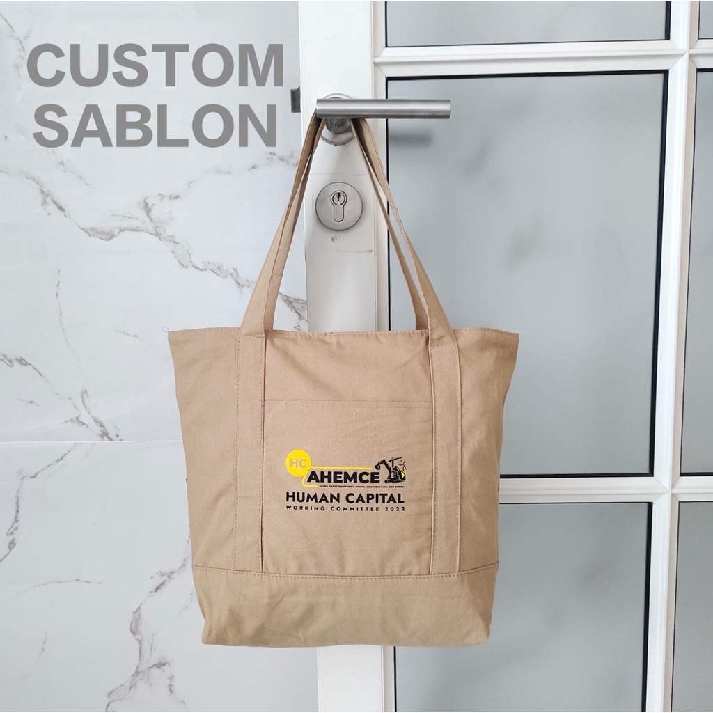 Totebag kanvas Resleting wanita  Bahan tote bag Canvas Sueding polos dan motif Tebal Lembut Bisa Custom Sablon Untuk Tas Seminar Souvenir Gift Pernikahan dll