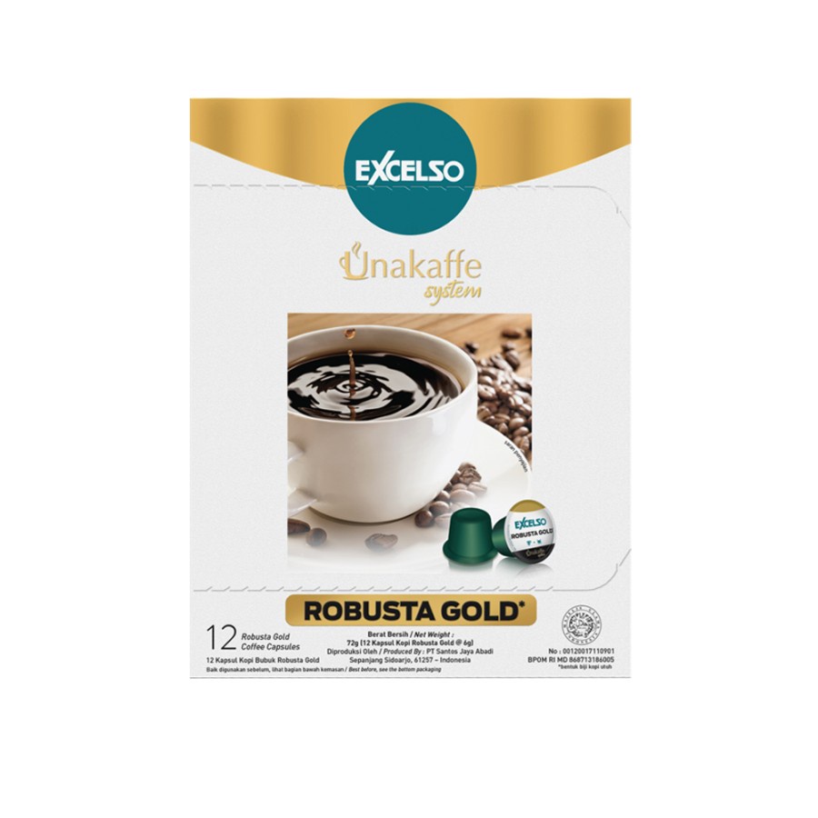 

Bny31 Excelso Unakaffe Kopi Kapsul Robusta Gold (1 Box 12 Capsule)