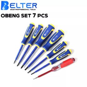 PAKET HEMAT Kapusi Obeng Listrik 7Pcs Obeng TestPen Obeng Test Pen Set Tang kupas kabel 7 inch 3in1 cabel potong tang potong wire stripper 7&quot;