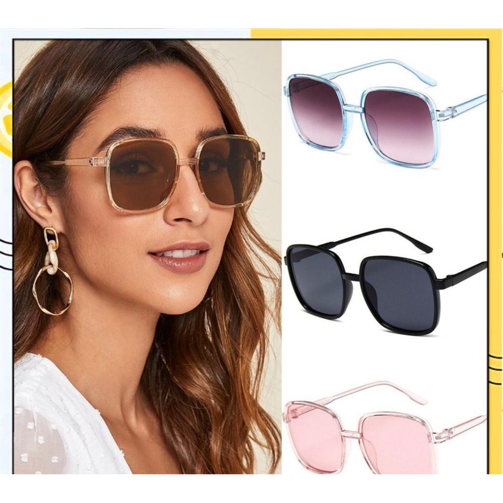2022 Kacamata Hitam Aviator Retro Klasik Frame Kotak Besar Anti Uv Untuk Wanita
