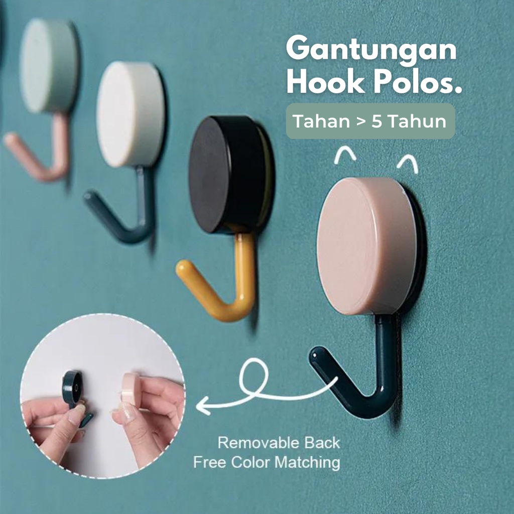 TRS - Gantungan Hook Tempel Gantungan Baju Dinding Serbaguna Kamar Mandi Dapur Gantungan Hook Bulat Polos