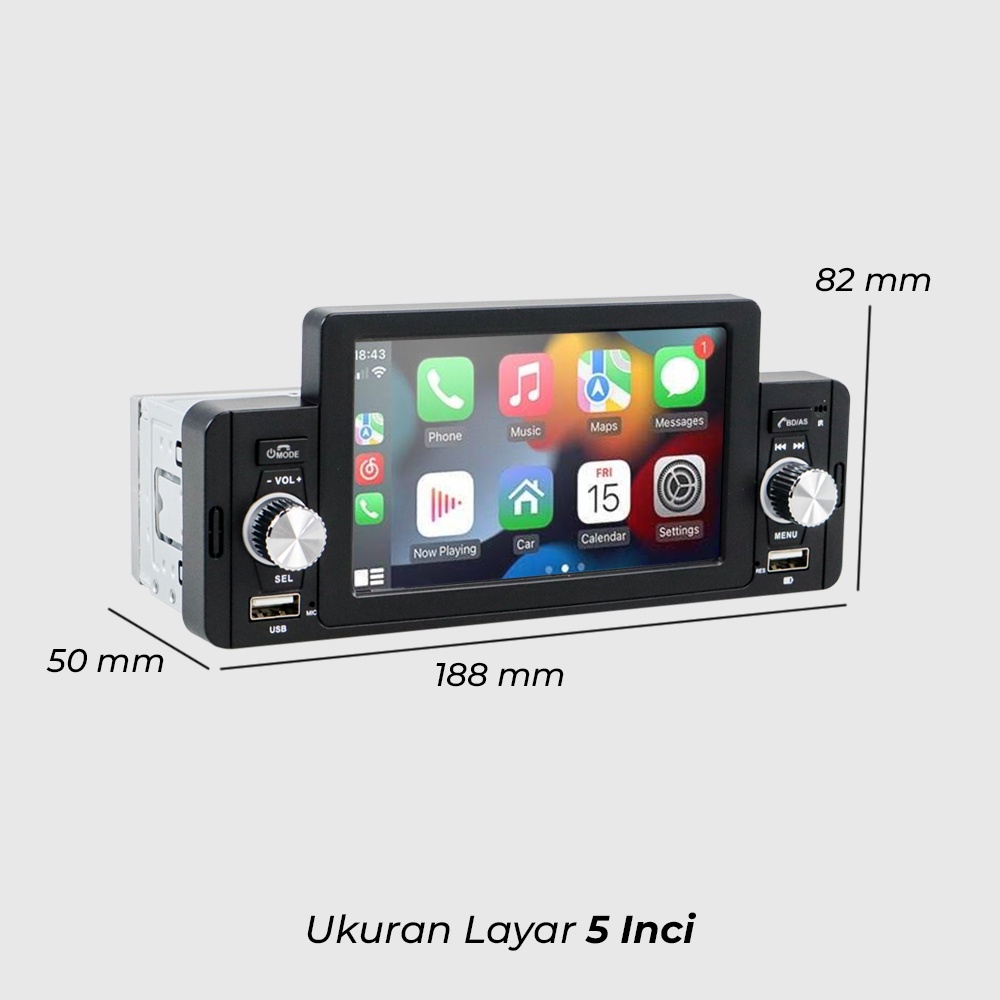 Pangolin Car Audio Touchscreen Bluetooth 1 DIN Stereo FM MP5 Player - SWM-160C - Black