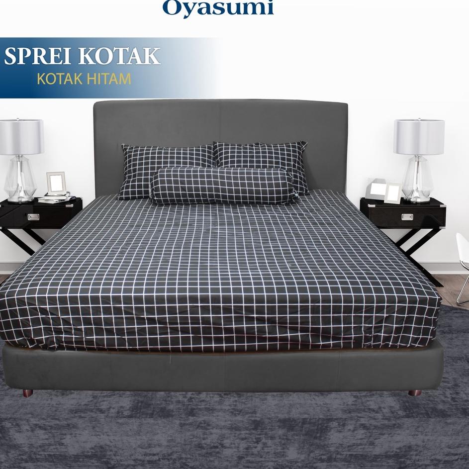 ℮ Oyasumi Sprei Motif Kotak Kotak Set Premium King Queen Single Sprei Motif Aesthetic Sprei Homemade