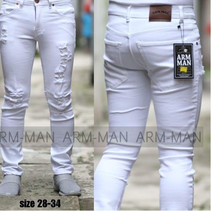 ❆ celana pria celana Lepi's sobek pria putih ●