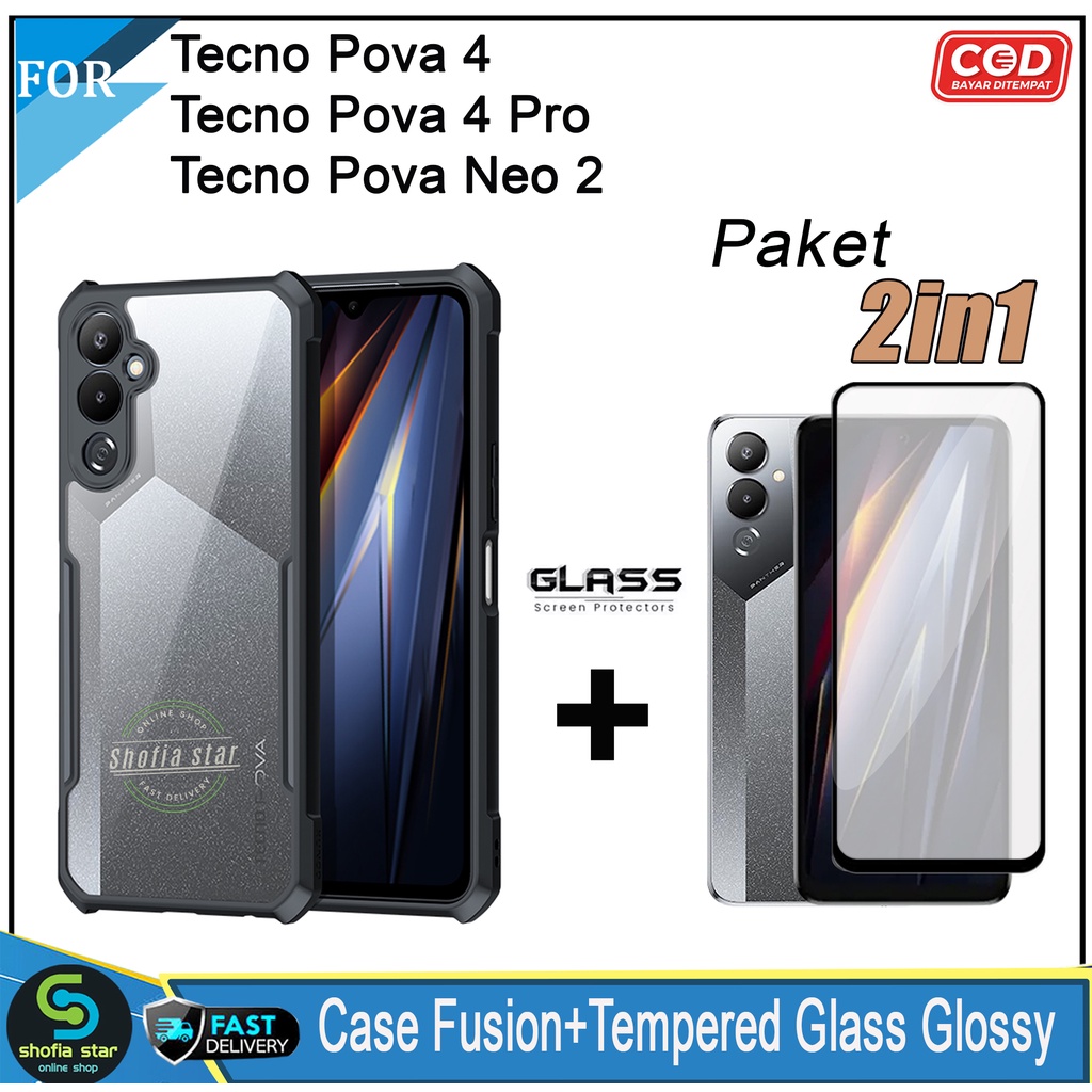 Promo 2in1 Case Tecno Pova 4 Pova 4 Pro Pova Neo 2 Pova 3 Pova 2 Softcase Fusion Shockproof Transparan Protect Casing