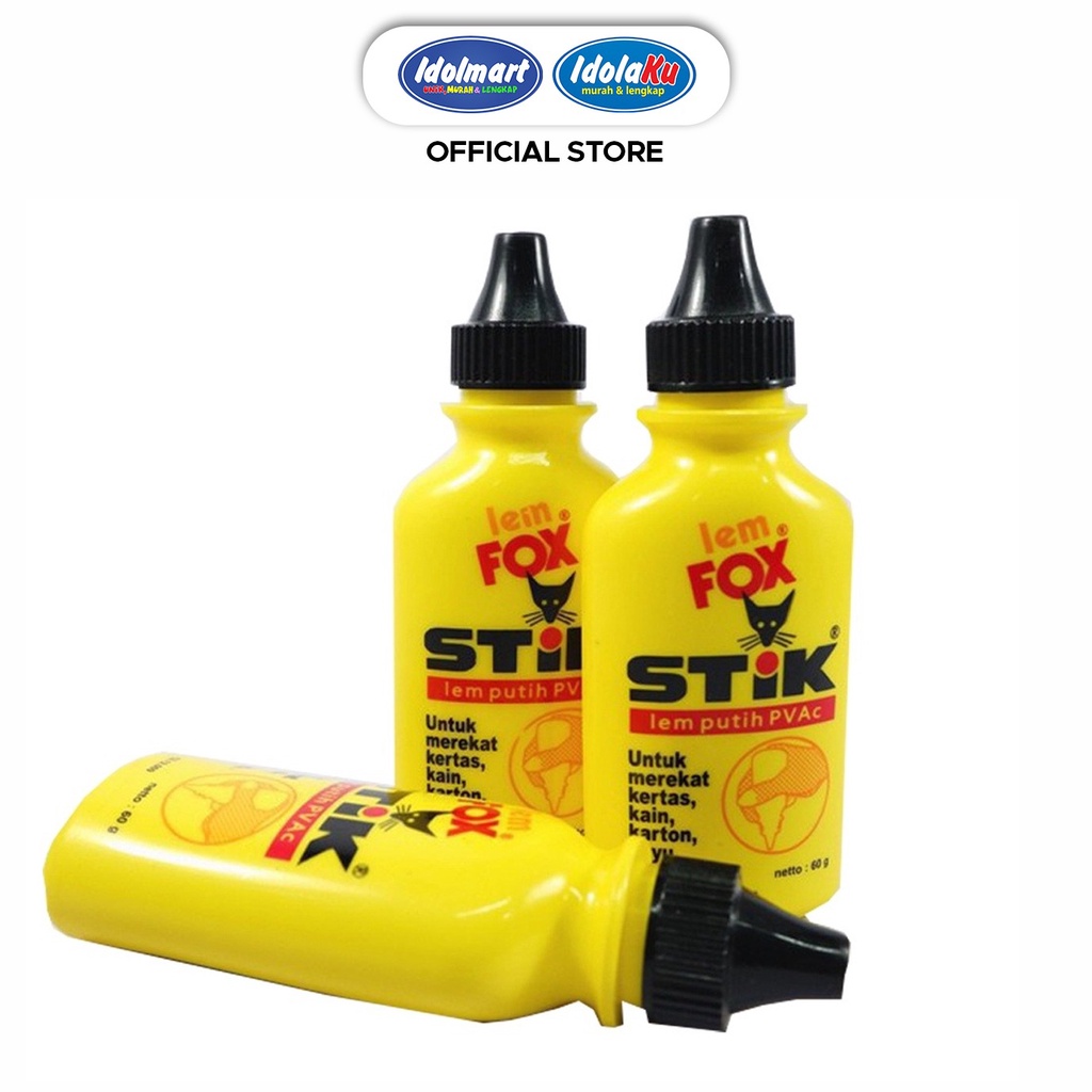 

IDOLMART Lem FOX Stik 60 gram / Lem Putih PVAc