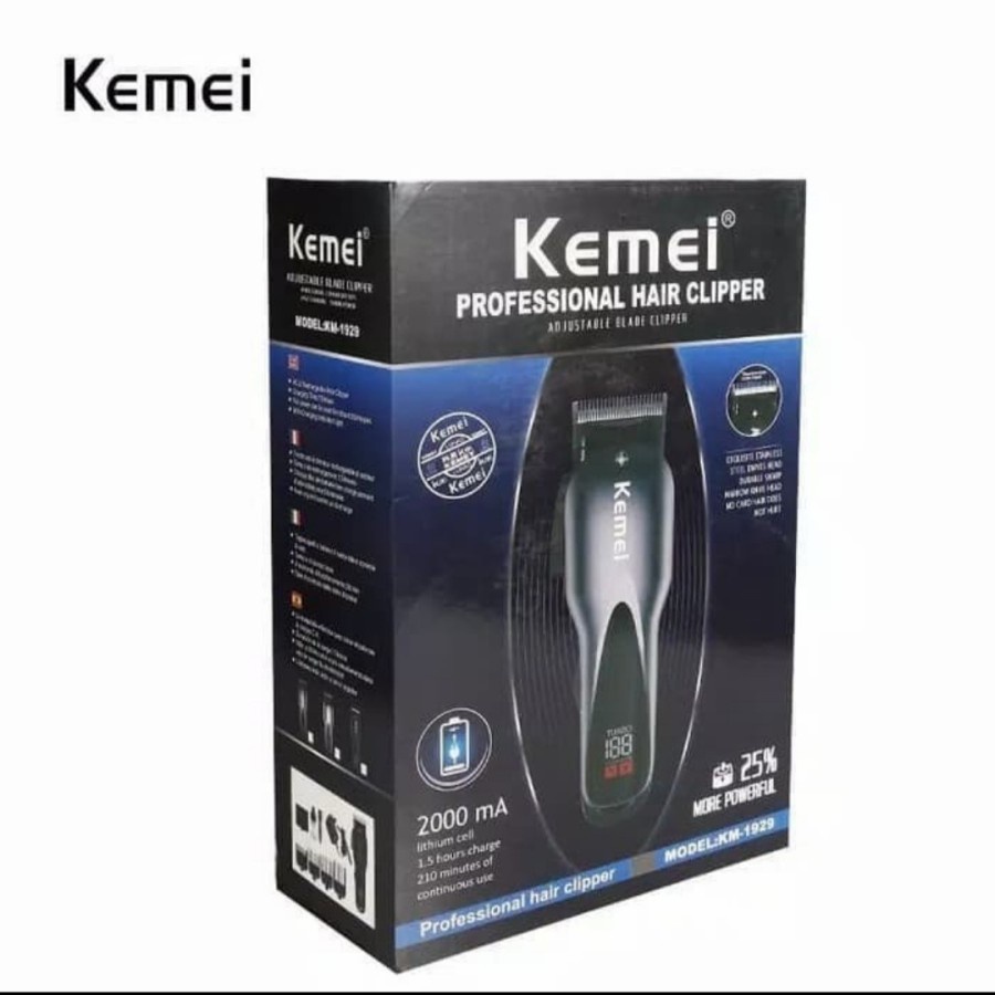 MESIN CUKUR RAMBUT PORTABLE KEMEI KM-1929 HAIR CLIPPER PROFESIONAL LED DISPLAY BERGARANSI