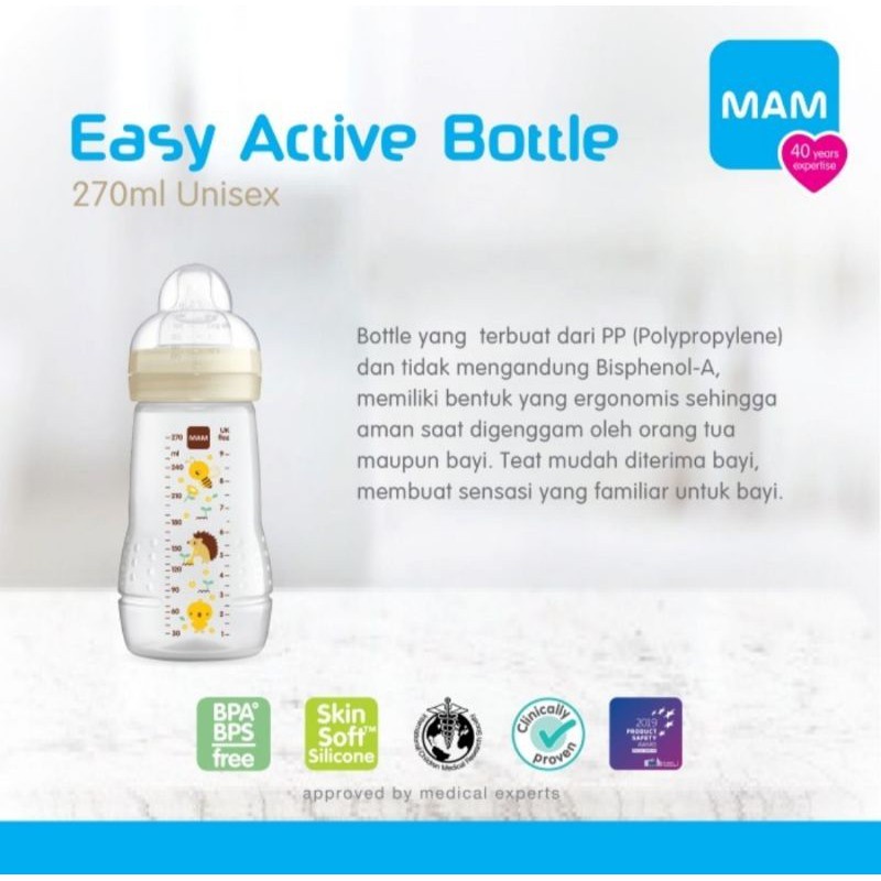 MAM Easy Active 270ml / 330ml Botol Susu Bayi 4m+ Transition Bottle Dot Feeding Nursing
