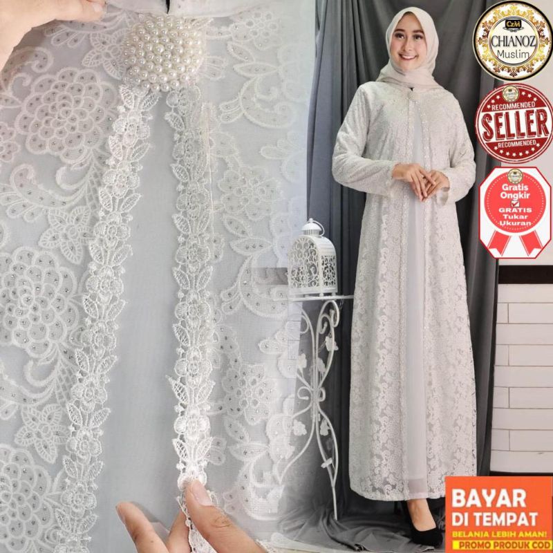 Gamis putih Brokat