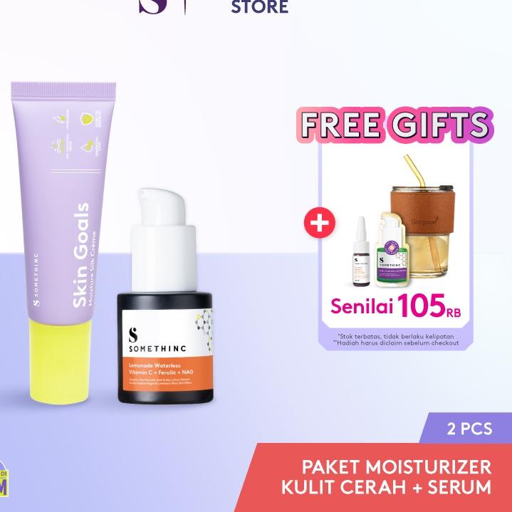 ♂ SOMETHINC [2 PCS] Paket Moisturizer Kulit Cerah - Krim Pagi & Malam 5x Pencerah (SKIN GOALS Moistu