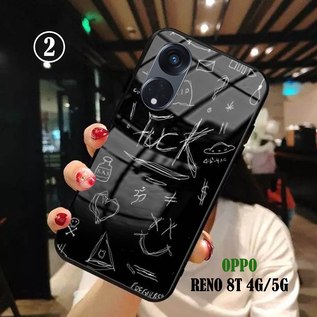 Softcase Glass Kaca AESTHETIC [K131] RENO 8T 4G/5G Terbaru Casing Handphone-Pelindung Handphone