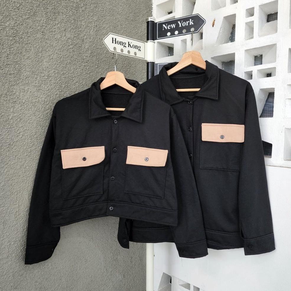 (isi 2 pcs) Jaket Couple Pasangan Asthon Croope / Kemeja Polos Couple / Baju Couple Pasangan TERLARI