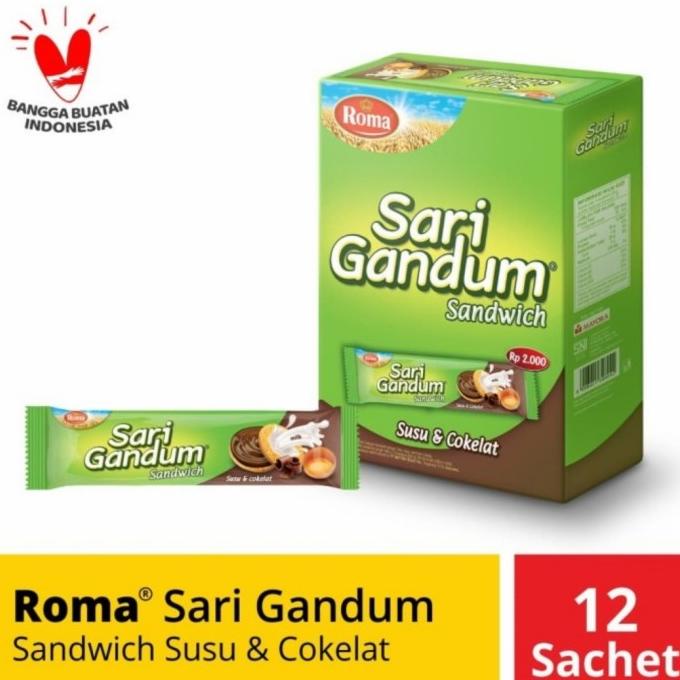 

roma sari gandum sandwich coklat 12 SC @39 Gr uru01
