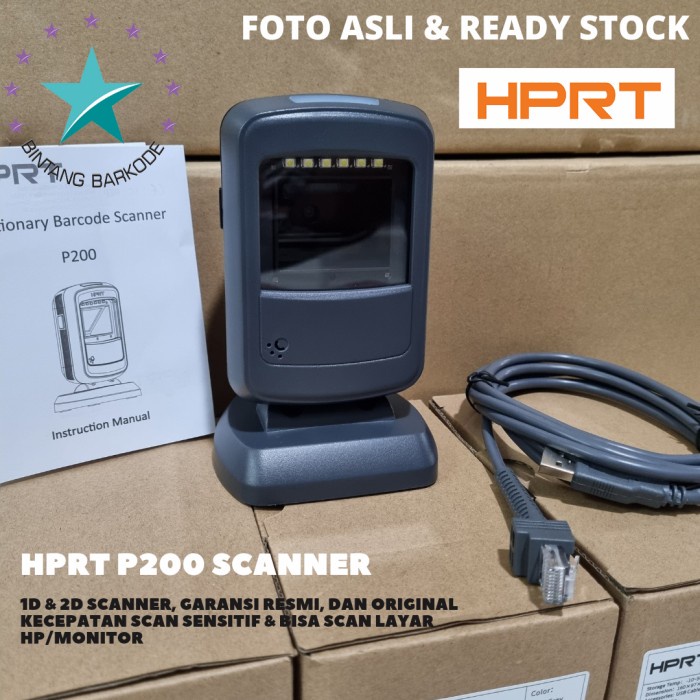 Scanner Barcode Scanner 2D Omni Hprt P200 Pesaing Symbol Ds9308
