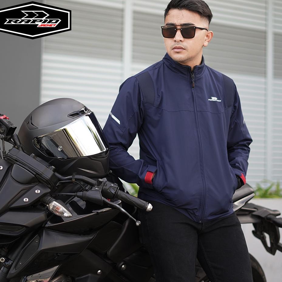 ۞ Jaket motor riding RAPID SKYLINE pria parasit premium jacket reflektif ◘