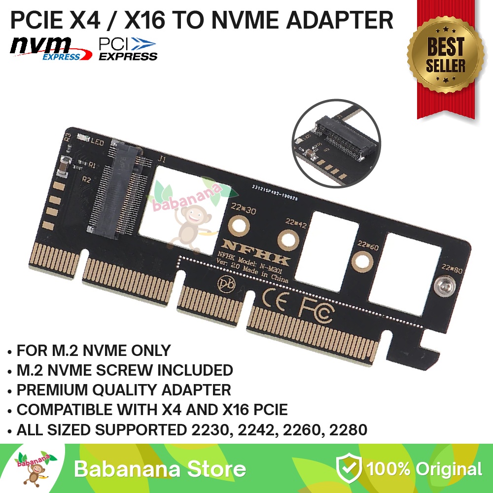 PCI X4 X16 to NVME NGFF M.2 SSD Adapter Converter Hardisk PCIE Slot