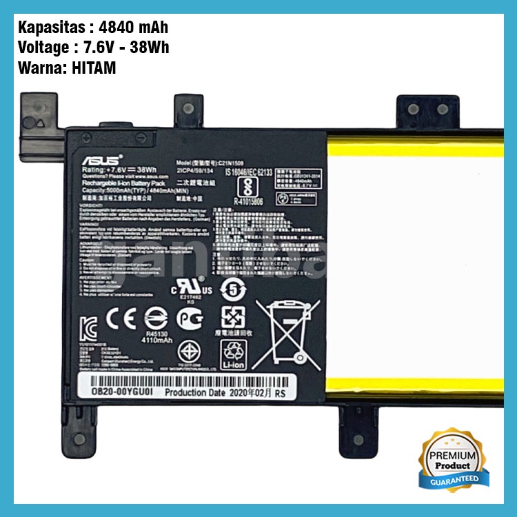 Original Baterai Asus F556UQ K556 K556U K556UA K556UB C21N1509