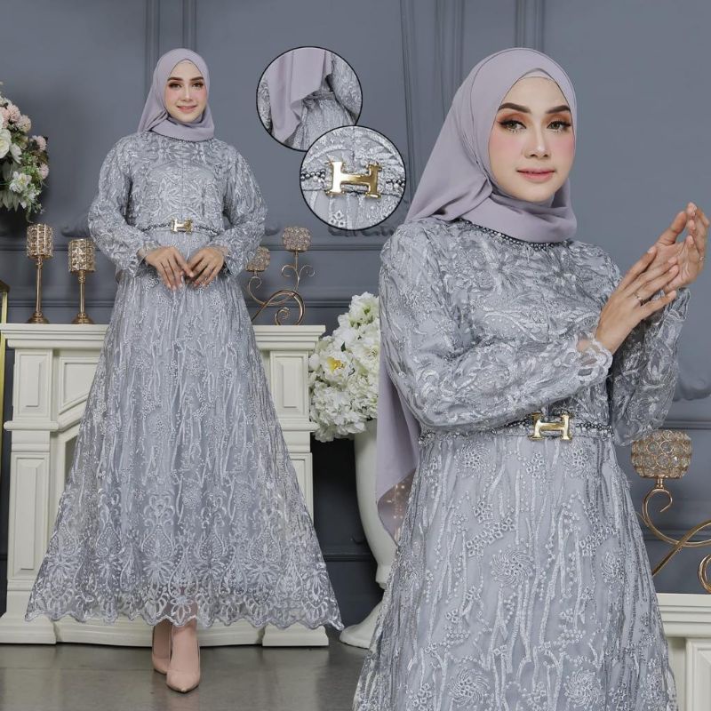 Gamis Tile Zahra Busui Frendly Kombinasi Payet Mutiara Modern/ Gamis/ Gamis Kondangan/ Gamis Tile/ Gamis Brokat/ Gamis Pesta/ Gamis Seragaman/ Gamis Mutiara/ Gamis Busui Frendly