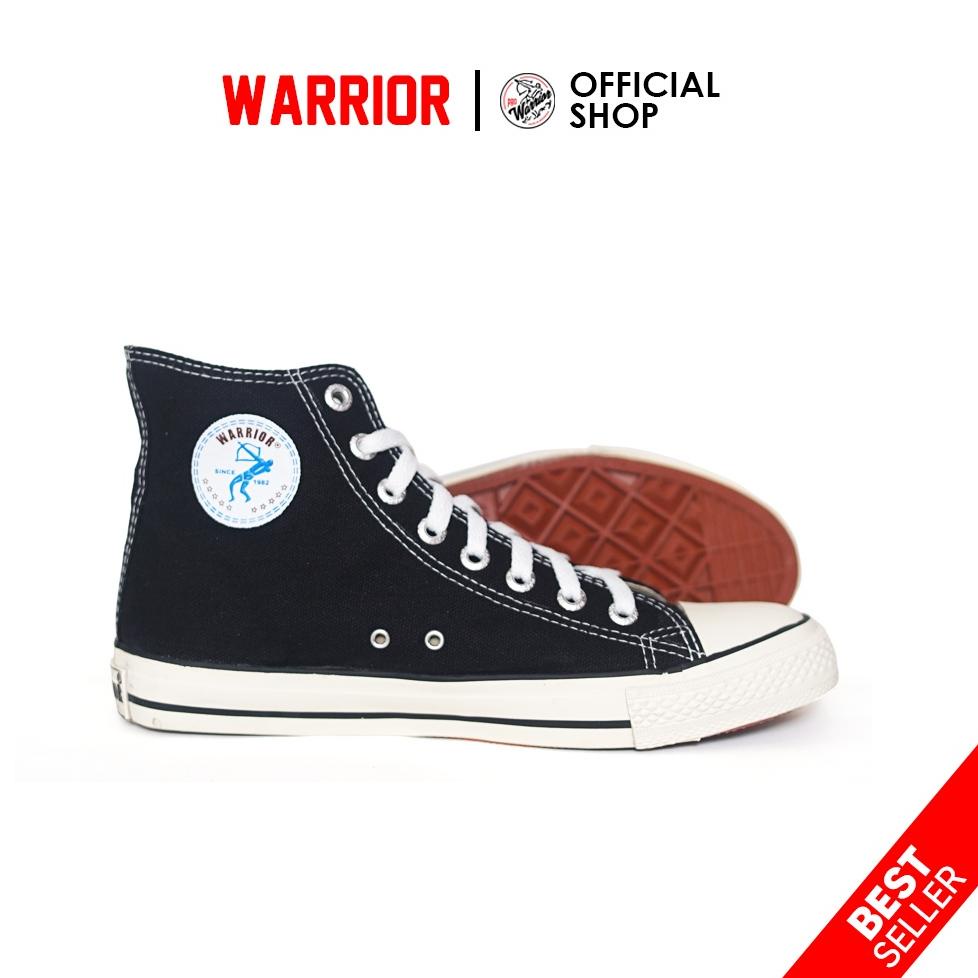BOOMING Warrior Spa Hitam Putih HC - Sepatu Sekolah Warrior Tinggi