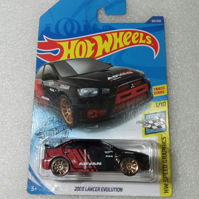 HOT WHEELS 2008 LANCER EVOLUTION. CARD HW SPEED GRAPHICS. TRACK STARS.