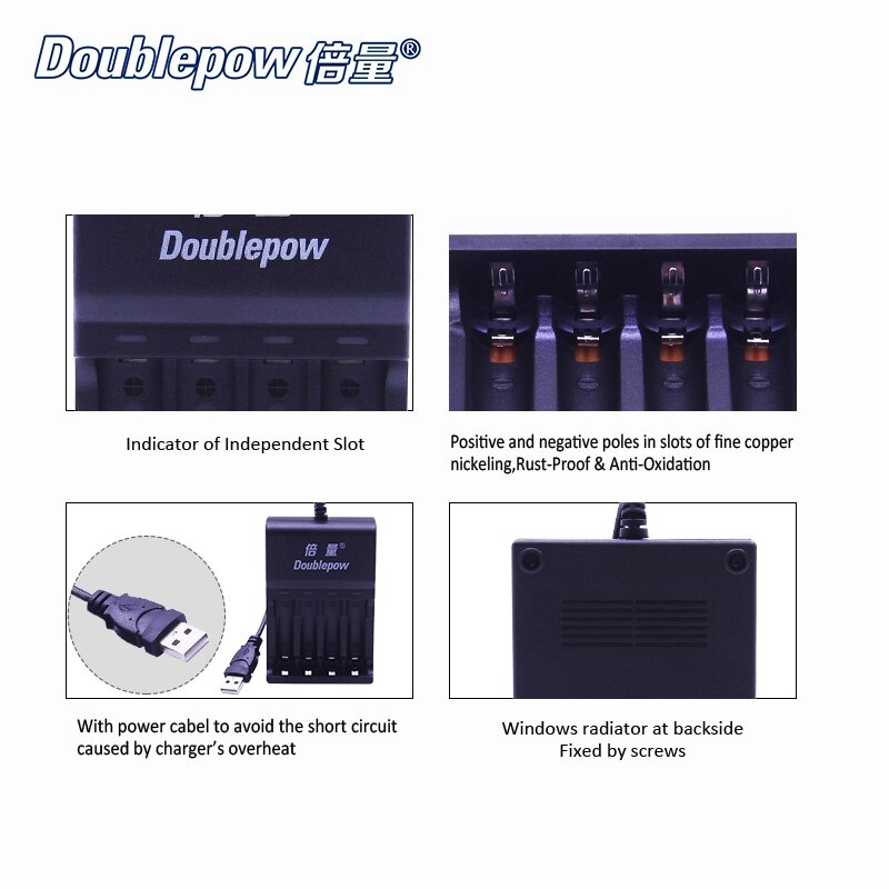 Doublepow USB-Powered Charger Baterai 4 slot AA/AAA 1.2V - DP-UK83