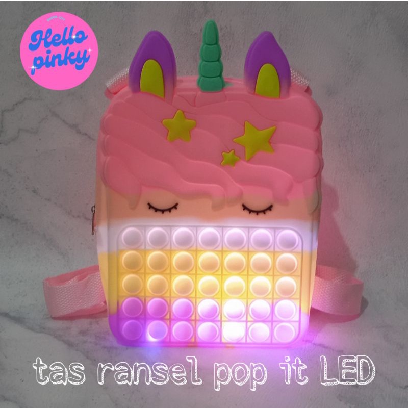Tas Ransel pop it Unicorn LED