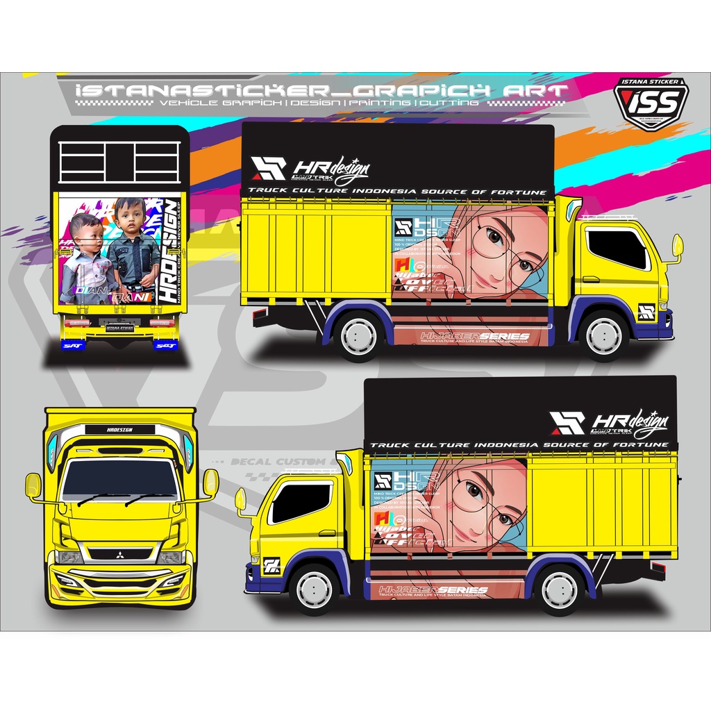 DECAL CUSTOM OMBENG DAN BAK SAMPING MOBIL CANTER GIGA HINO DINA