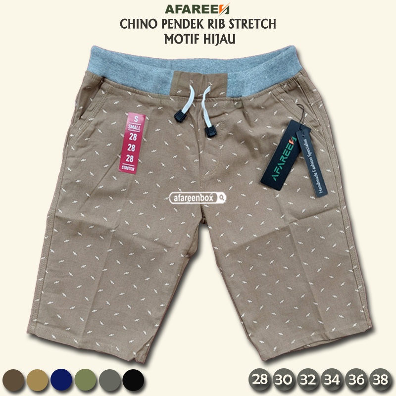 AFAREEN - Celana Chino Pria Pendek Pinggang Kolor Surfing Motif Chino Premium