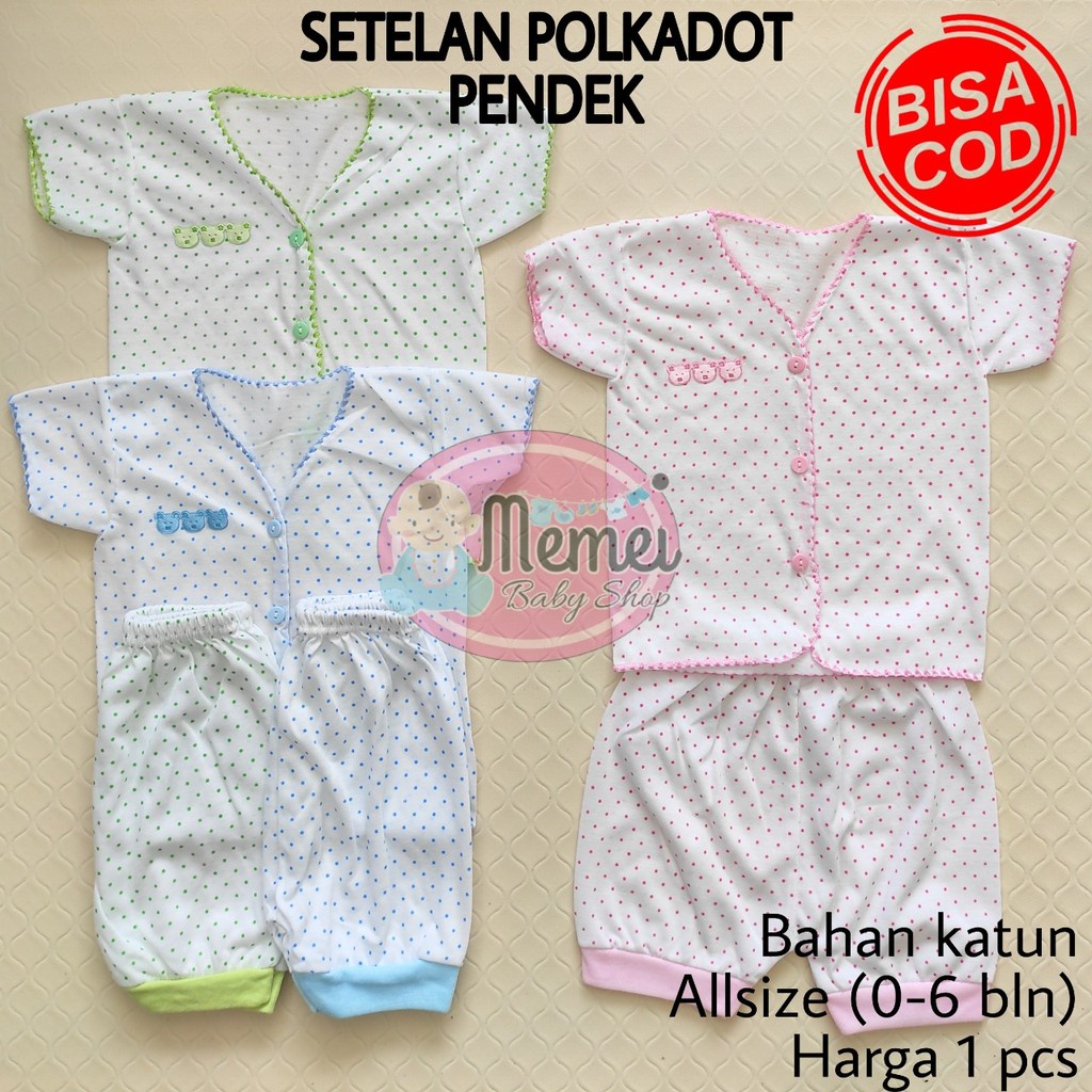 1 LUSIN (12 set) Setelan bayi pendek POLKADOT perlengkapan bayi lahir