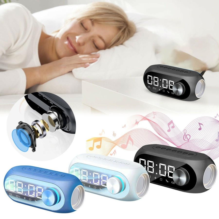 Speaker Bluetooth S8 Clock Alarm Light Disco Mirror Portable