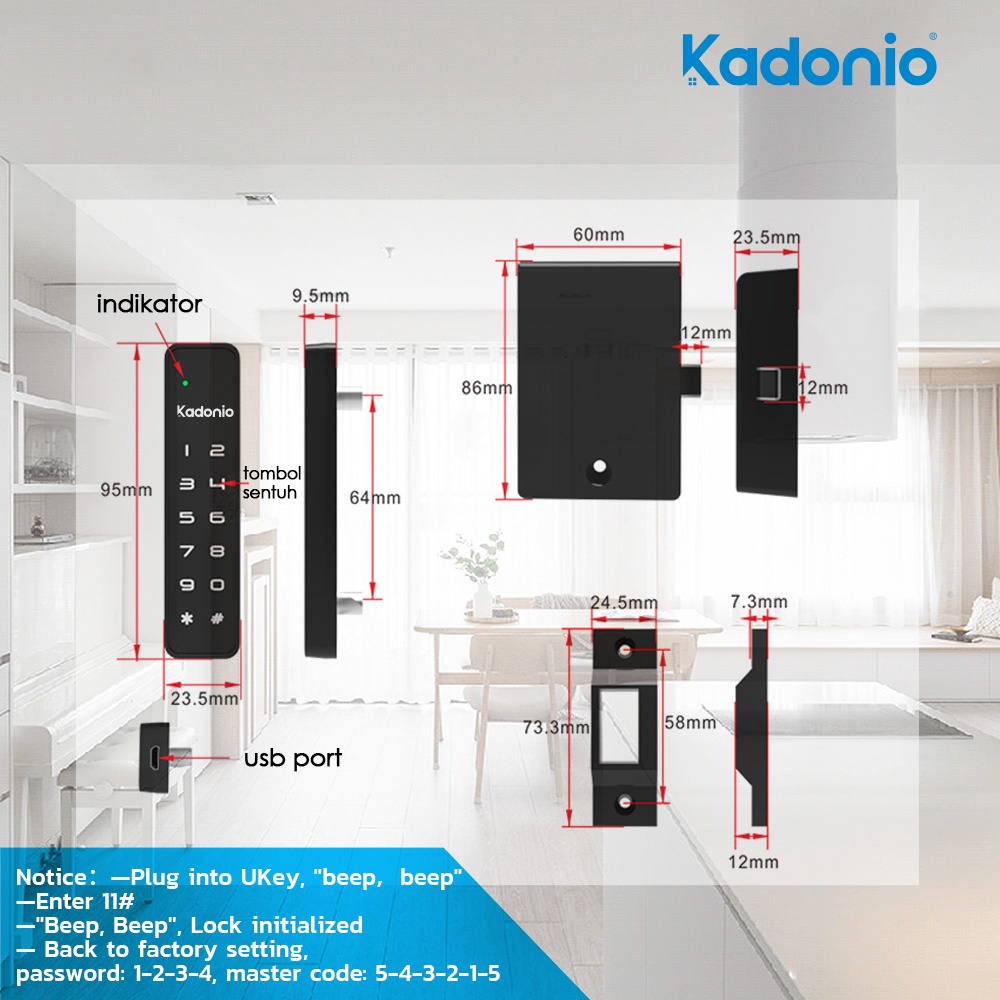 Kadonio kunci kabinet elektronik Kunci password Elektrik Kunci Laci Kabinet tempat umum Kunci Lemari Pintar kunci lemari besi kunci lemari kayu