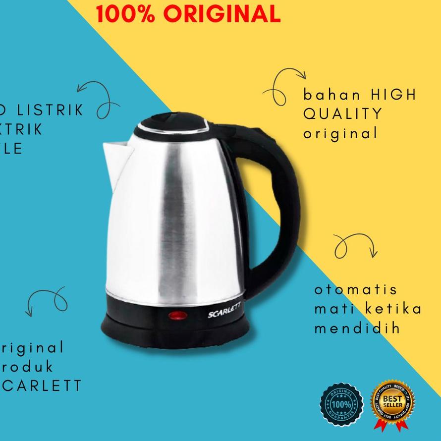 ➺ Teko Listrik Scarlett Alat Rebus Pemanas Air Minum Super Kettle Mini Termurah stainless ceret L4K4