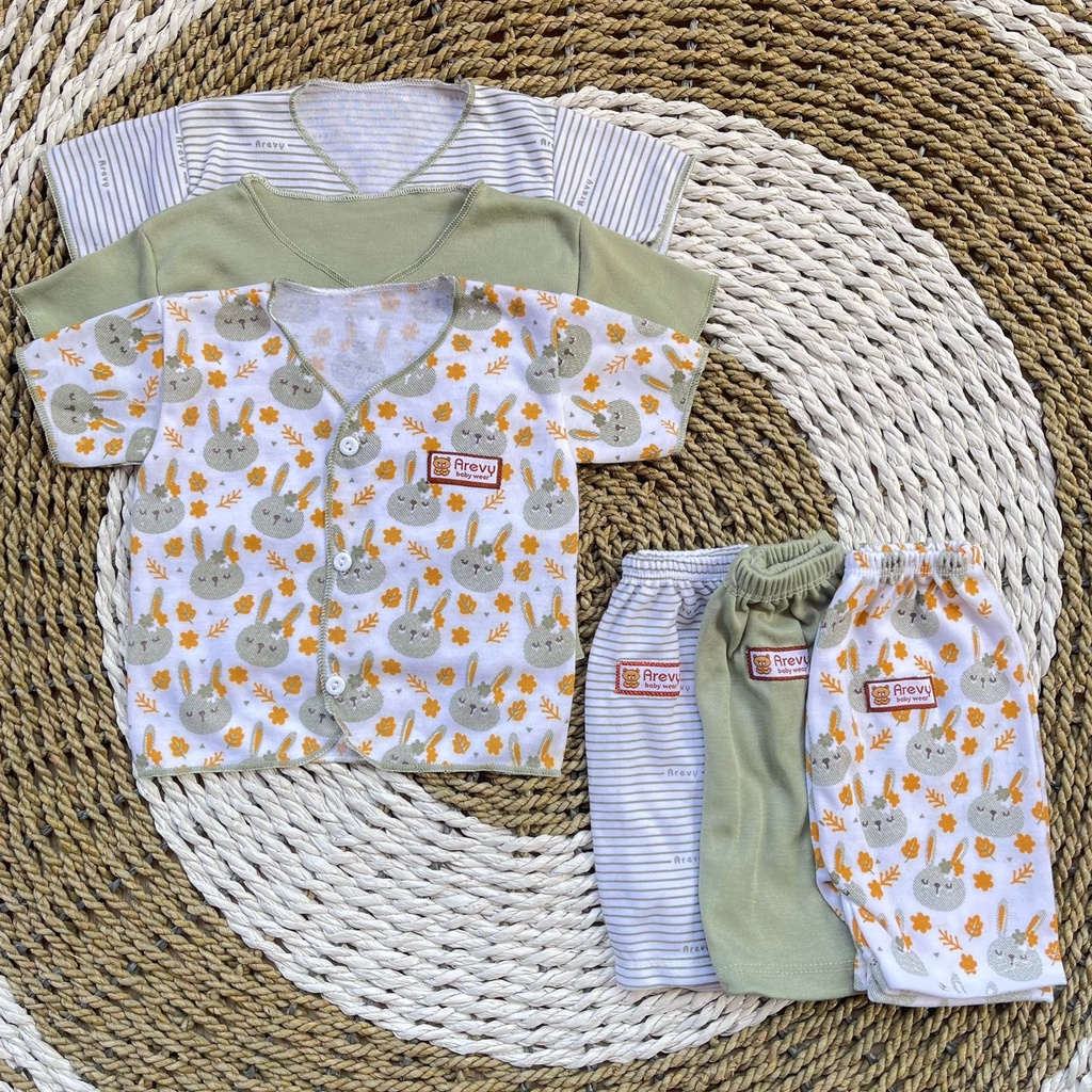 Paket Baju Bayi Newborn Arevy &amp; Kenzie Babywear 0-3 Bln Green Series Perlengkapan Bayi Baru Lahir Kado Baby Giftset Paket Setelan Piyama Bedong STK Jumper Popok Gurita Topi