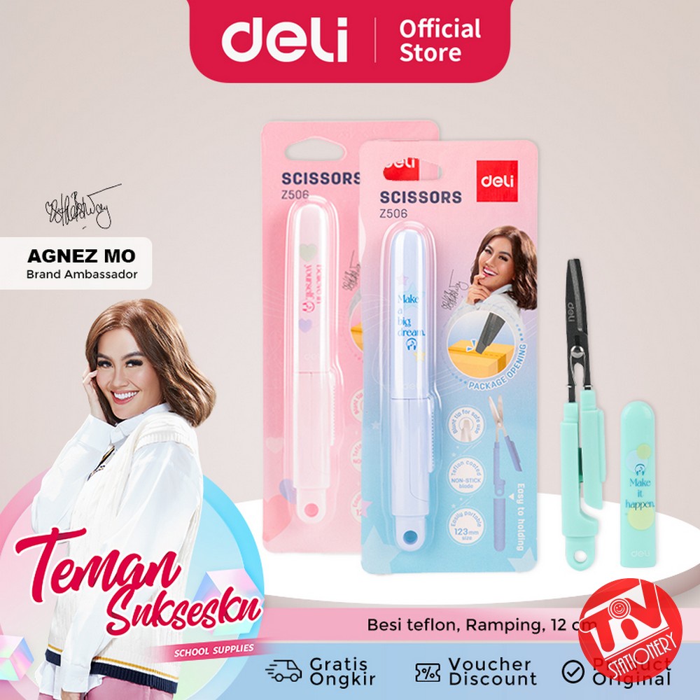 

[DELI X AGNEZ MO] Deli Portable Scissor / Gunting Portabel Lucu Besi Teflon CZ506