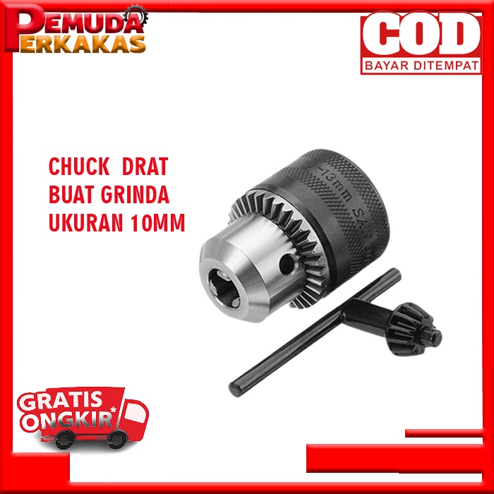 Kepala Bor Untuk Gerinda Tangan M10 x 1.5 Chuck Kepala Bor 10mm Drat Gerinda