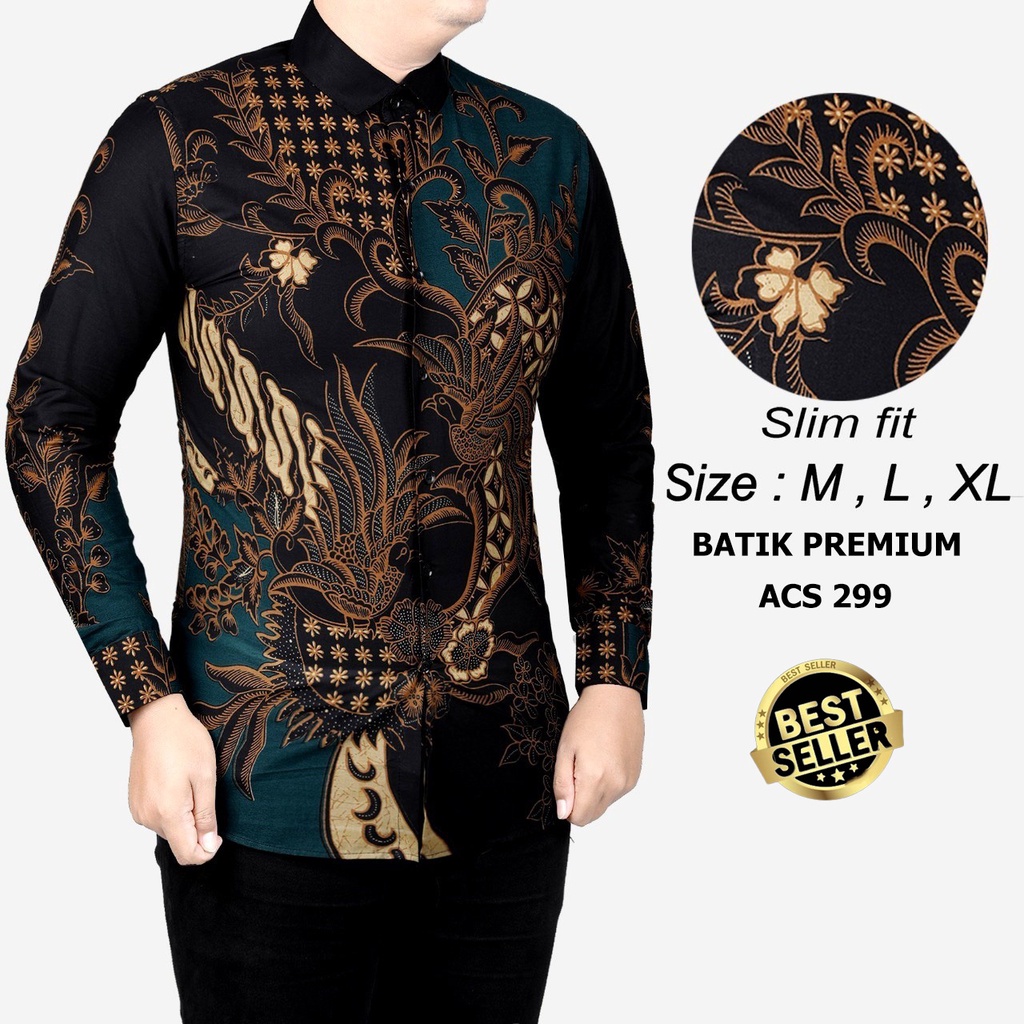 KEMEJA BATIK PRIA SLIM FIT LENGAN PANJANG BAJU BATIK PRIA ACS299