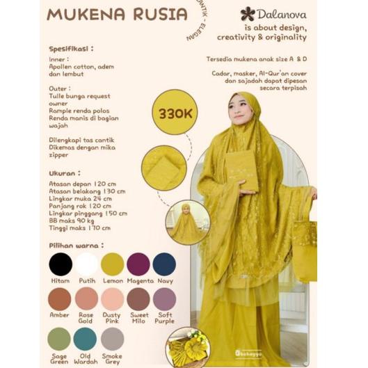 REKOMENDASI mukena Rusia dewasa premium dalanova terbaru jumbo brukat mewah original