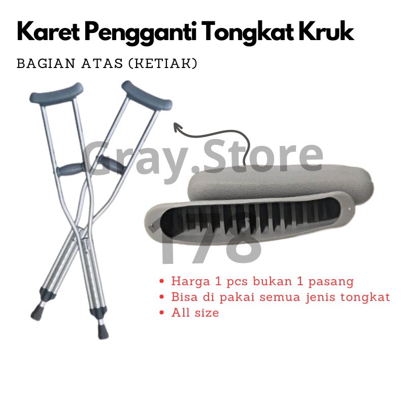 Karet Handle Tongkat Kruk Ketiak (Bagian Atas) Warna Abu Karet Tongkat Kruk Atas Original