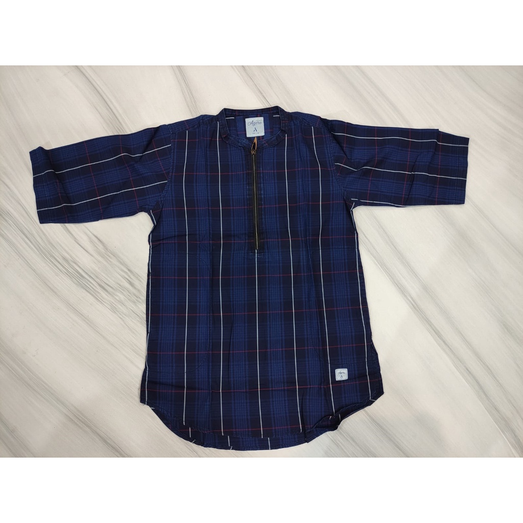 ATASAN ANAK COWOK MOTIF KOTAK-KOTAK / ATASAN KURTA ANAK COWOK LENGAN 7/8 / KURTA ANAK MURAH