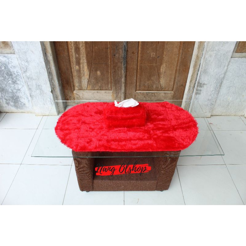 COD Taplak Meja Oval Plus Sarung Tisu Bulu Rasfur Lembut / Taplak Meja Oval+Sarung Tisu Murah/ Taplak Meja Oval Minimalis Uk40x85cm