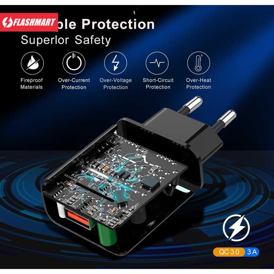 Flashmart Gusima Charger USB Universal Quick Charge 3.0 1 Port EU Plug 18W - GS-552