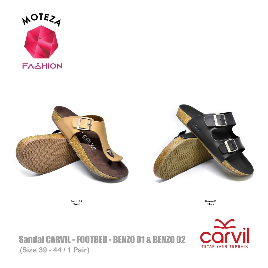 Moteza Sandal Jepit / Slop CARVIL Pria Footbed Original - Benzo 01 M / Benzo 02 M