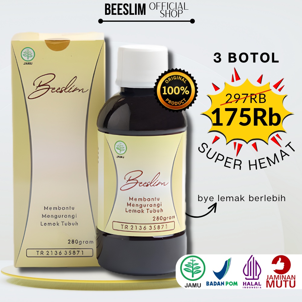 Beeslim Madu Diet 3 Botol Bee Slim Pelangsing Herbal Detoks Paket Hemat BPOM