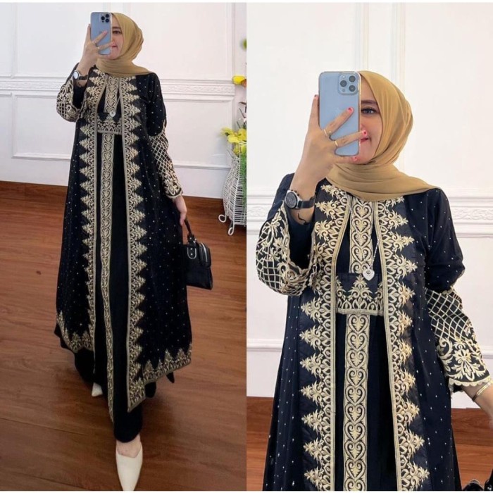 Gamis gamis abaya turkey arab model terbaru/gamis hitam polos terbaru - Hitam, M(L5G5) Gamis Abaya T
