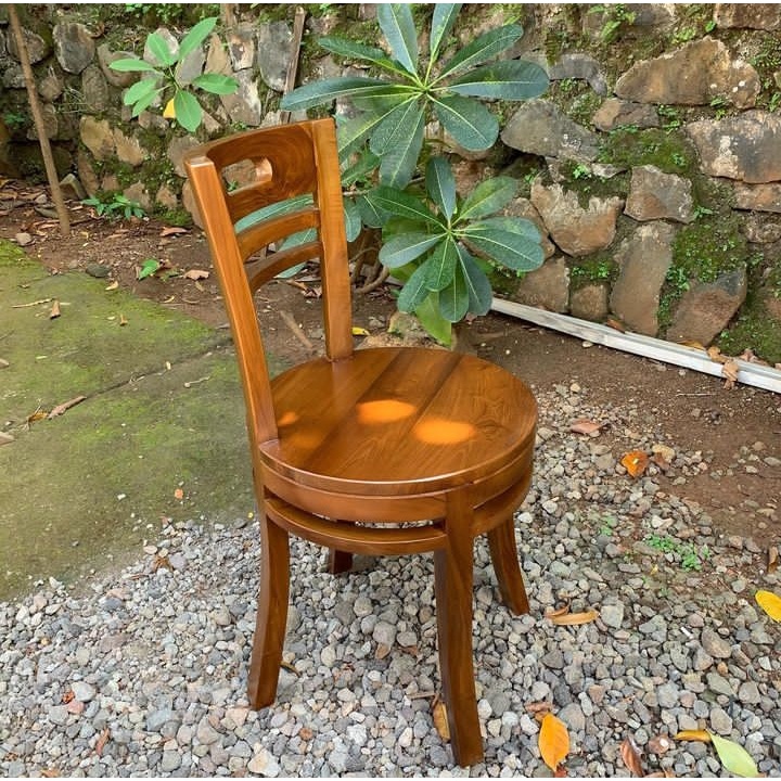 Kursi Makan Jati - Kursi Cafe Bulat Kayu Jati Minimalis