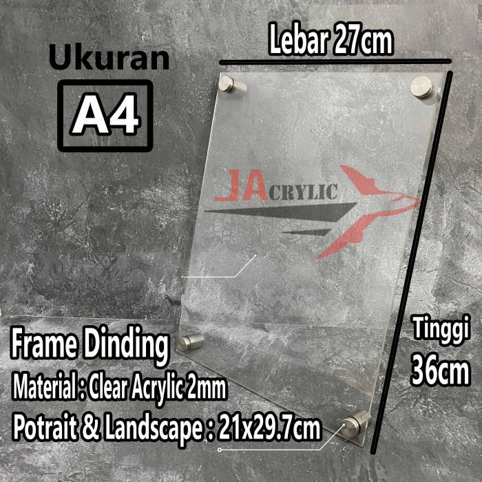 Frame Dinding Akrilik / Display Dinding Akrilik Ukuran A4 / A3 / A2